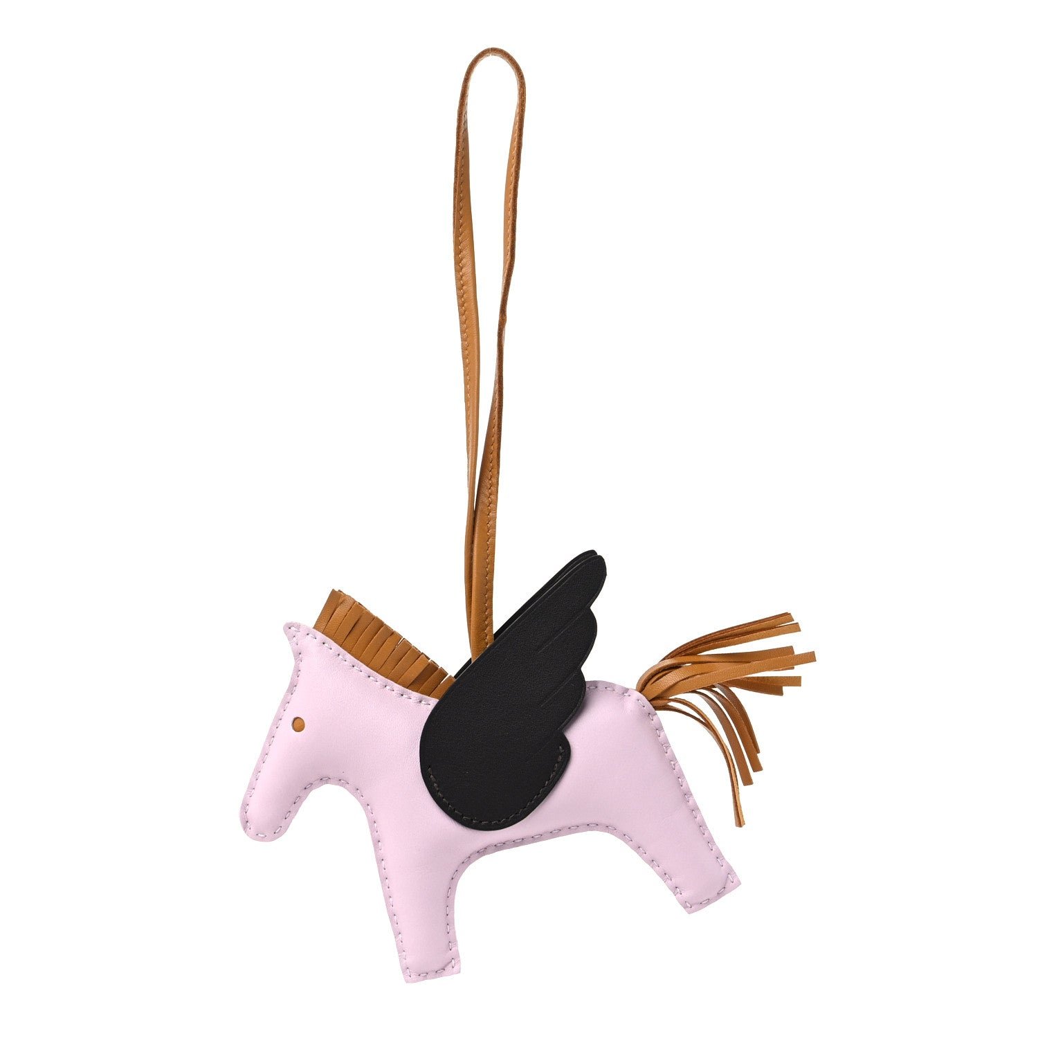 Hermes Milo Lambskin Grigri Rodeo Pegase Horse Bag Charm GM Mauve Pale Sesame Ebene