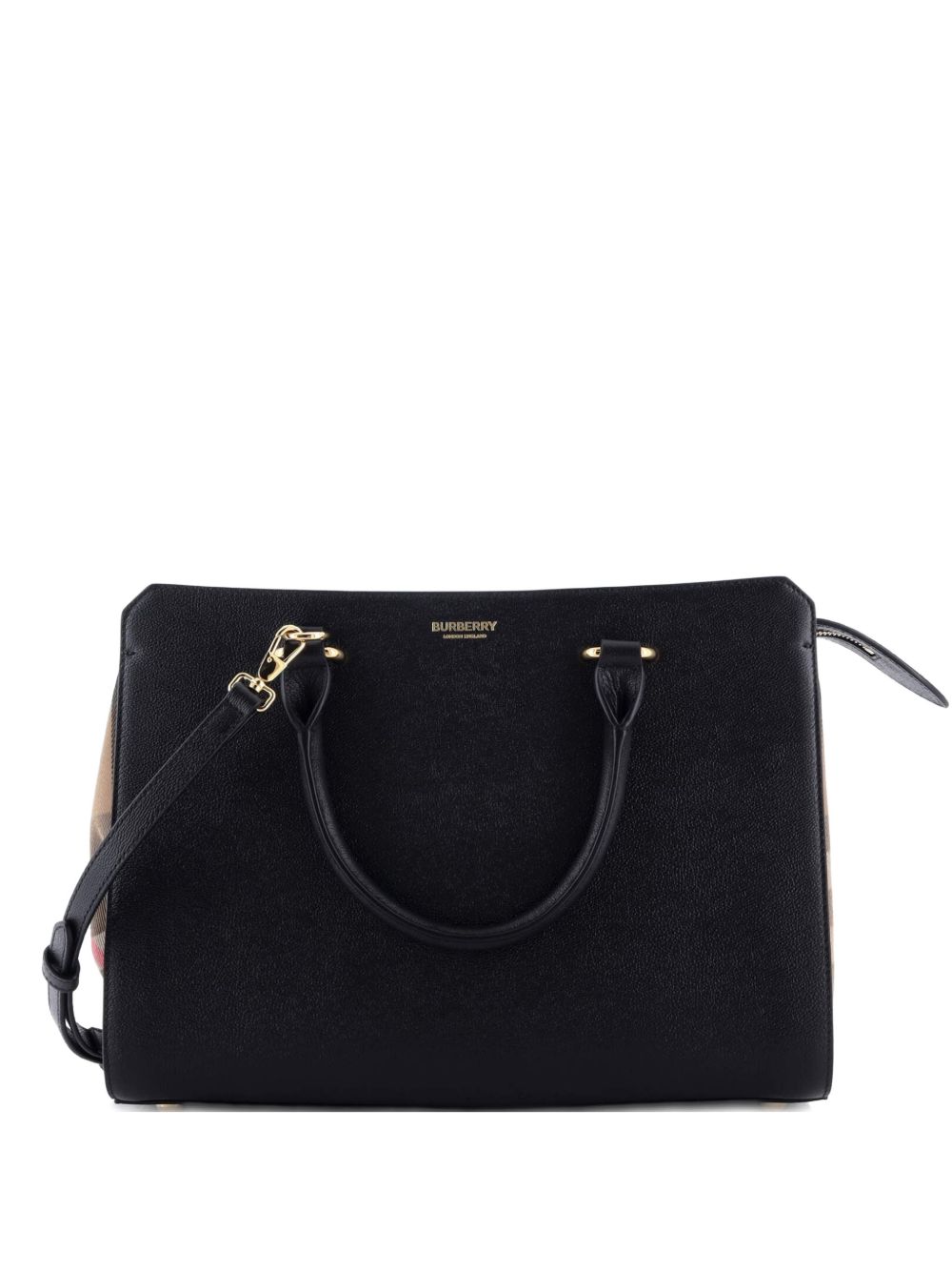 Banwell Leather and House Check Canvas Small tote bag