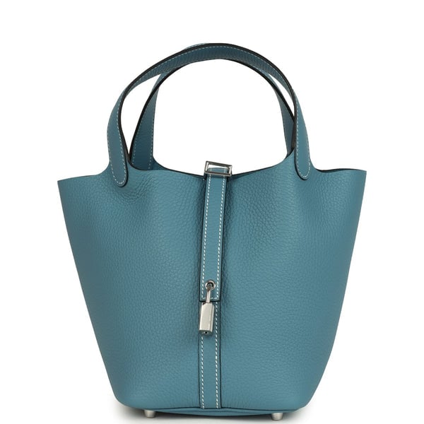 Hermes Hermes Picotin Lock 18 Blue Jean Clemence Palladium Hardware