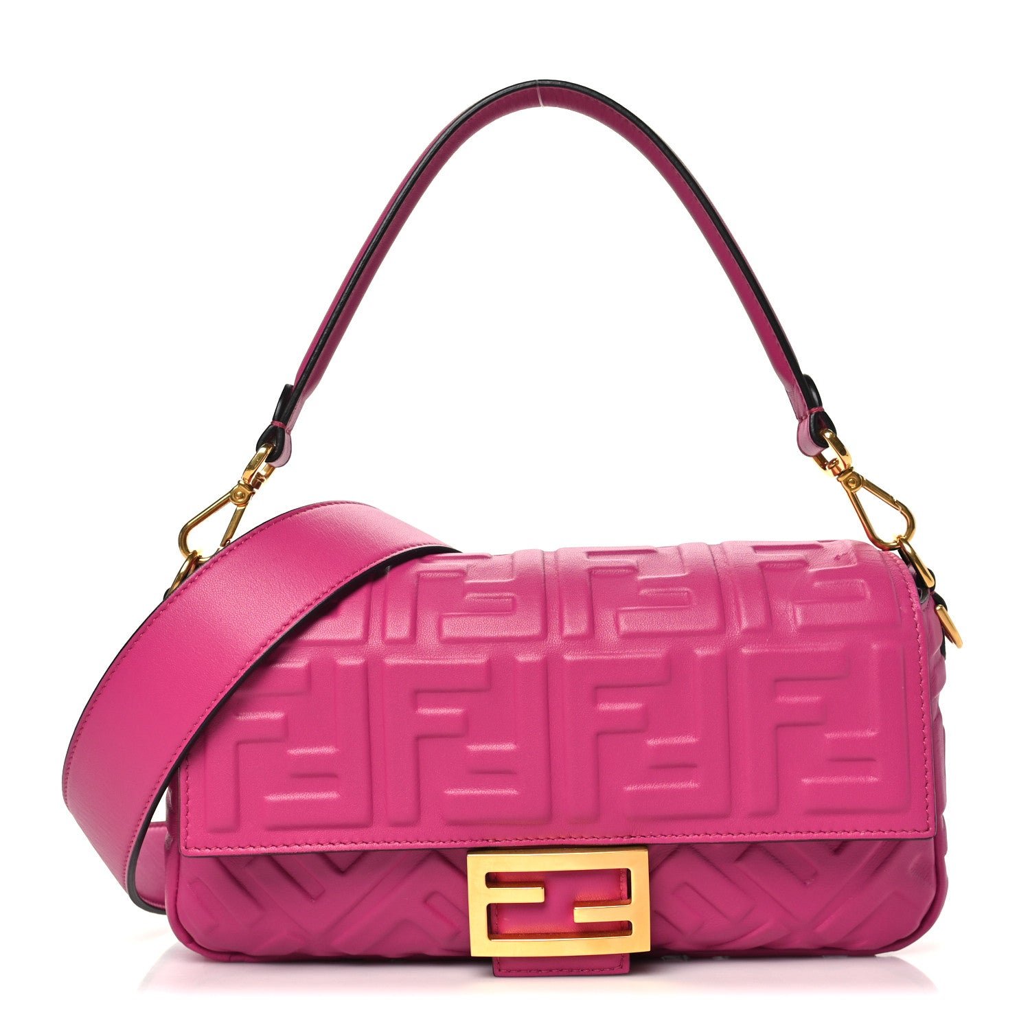 Fendi Nappa FF 1974 Embossed Baguette Ciclamino Pilar