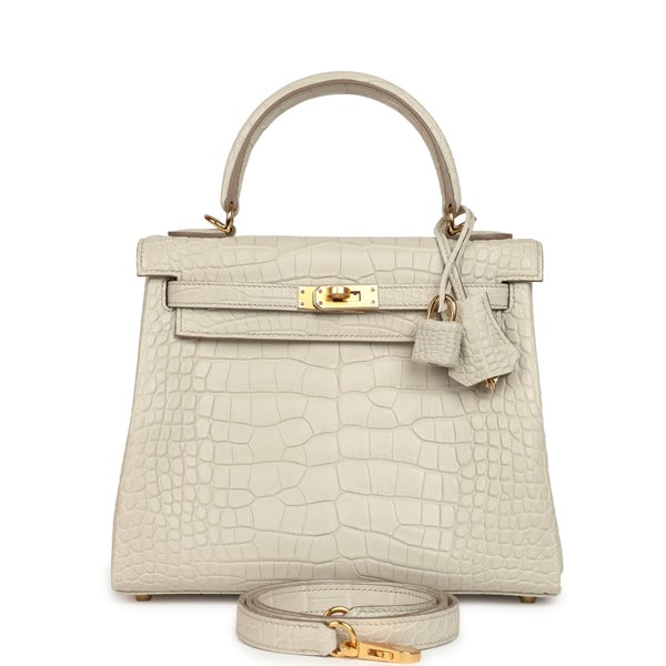 Hermes Hermes Kelly Retourne 25 Beton Matte Alligator Gold Hardware