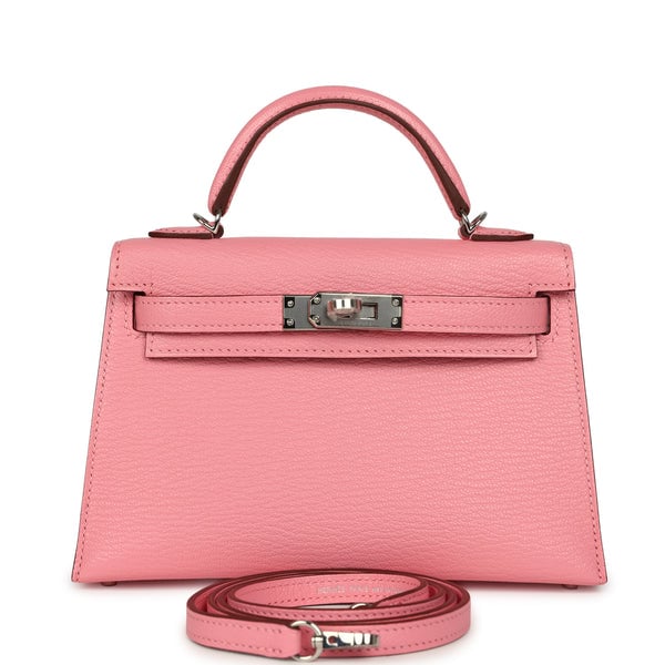 Hermes Kelly Sellier 20 Rose Confetti Verso Chevre Mysore Palladium Hardware