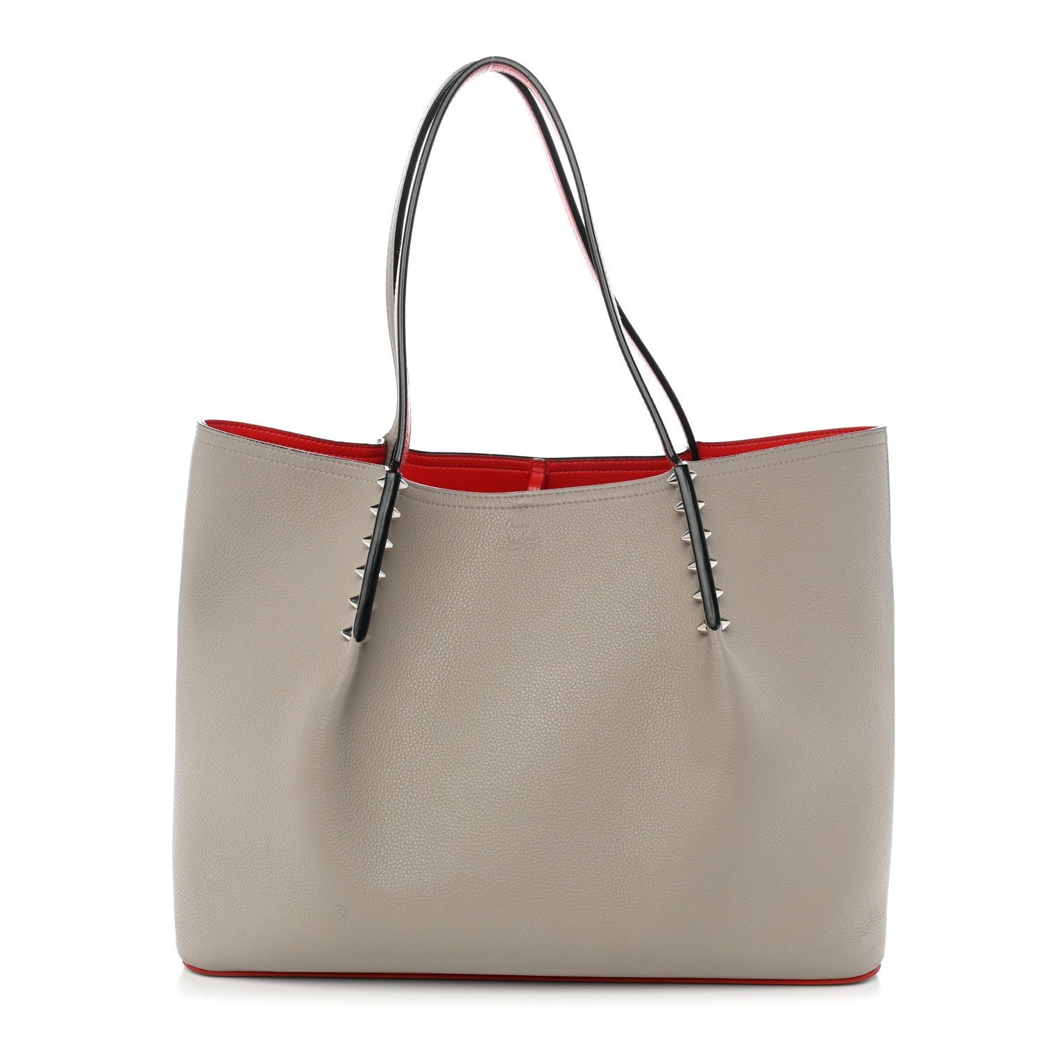 Christian Louboutin Calfskin Spikes East West Cabata Tote Light Grey