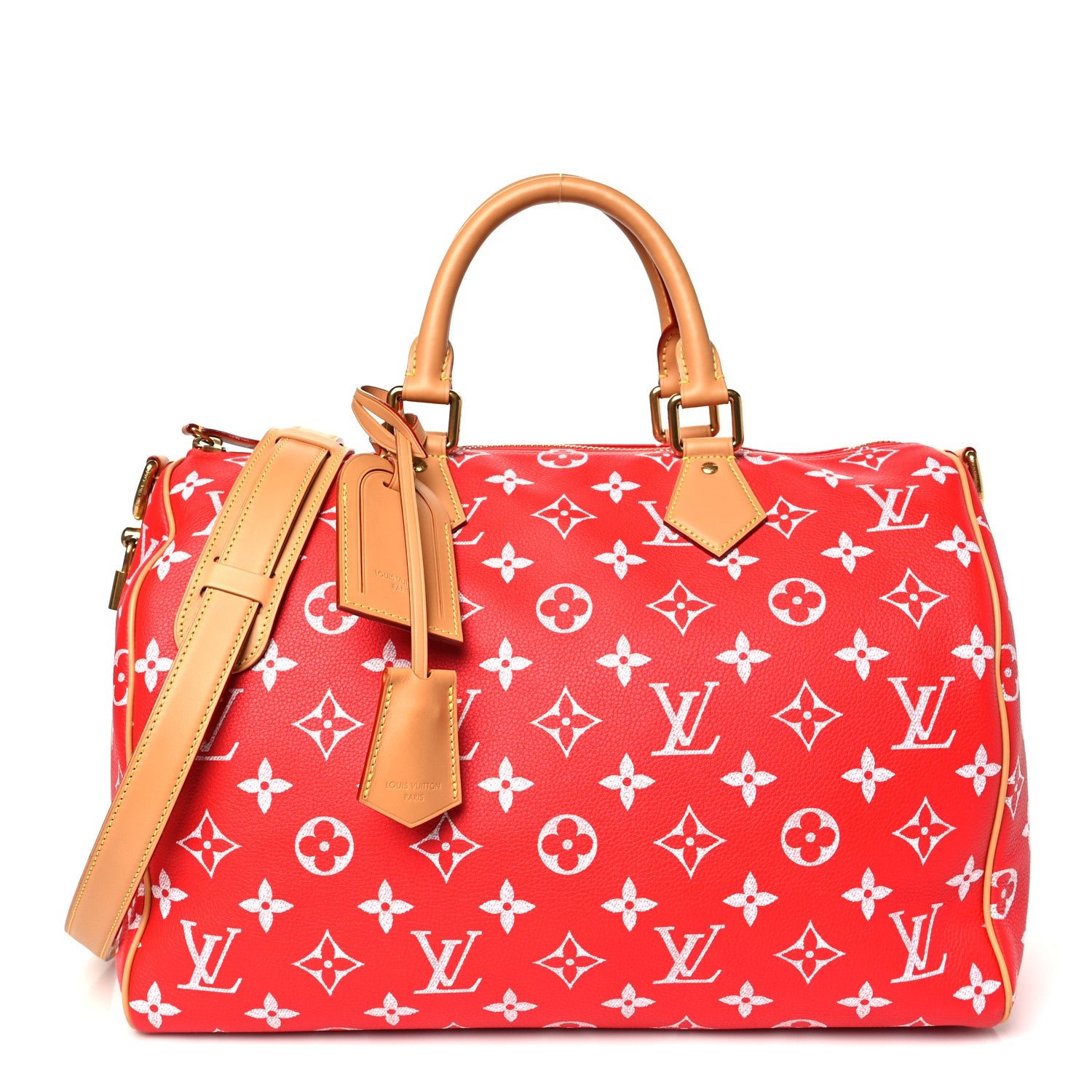 Louis Vuitton Calfskin Monogram Speedy P9 Bandouliere 40 Red