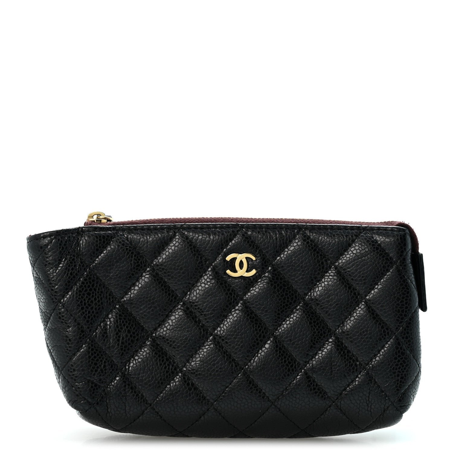 Chanel Caviar Quilted Zipped Cosmetic Case Black