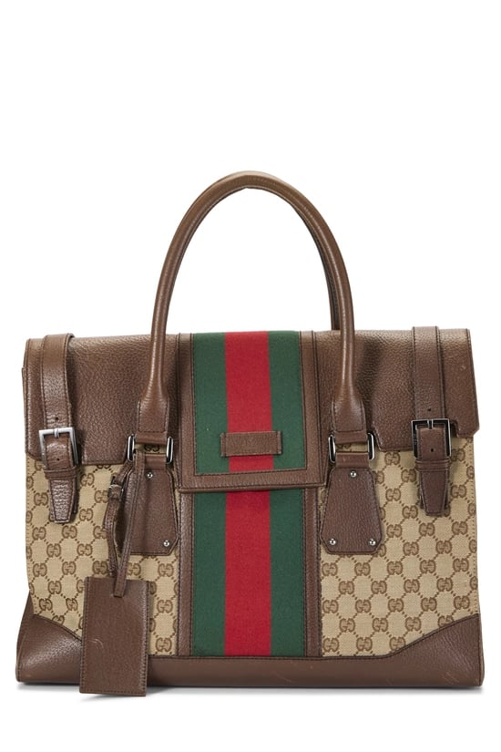Brown Original GG Canvas Satchel Briefcase