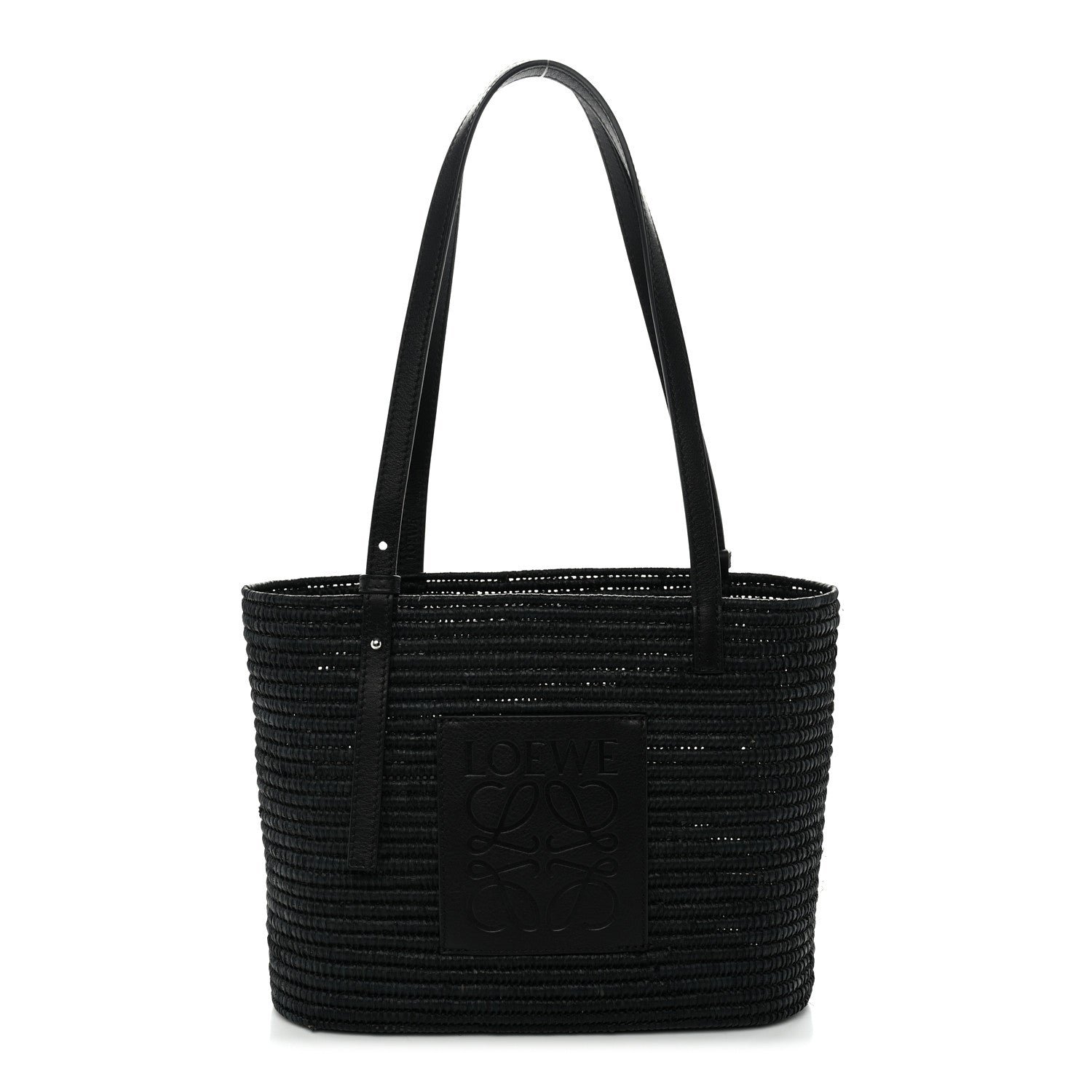 Loewe Raffia Square Small Basket Tote Bag Black