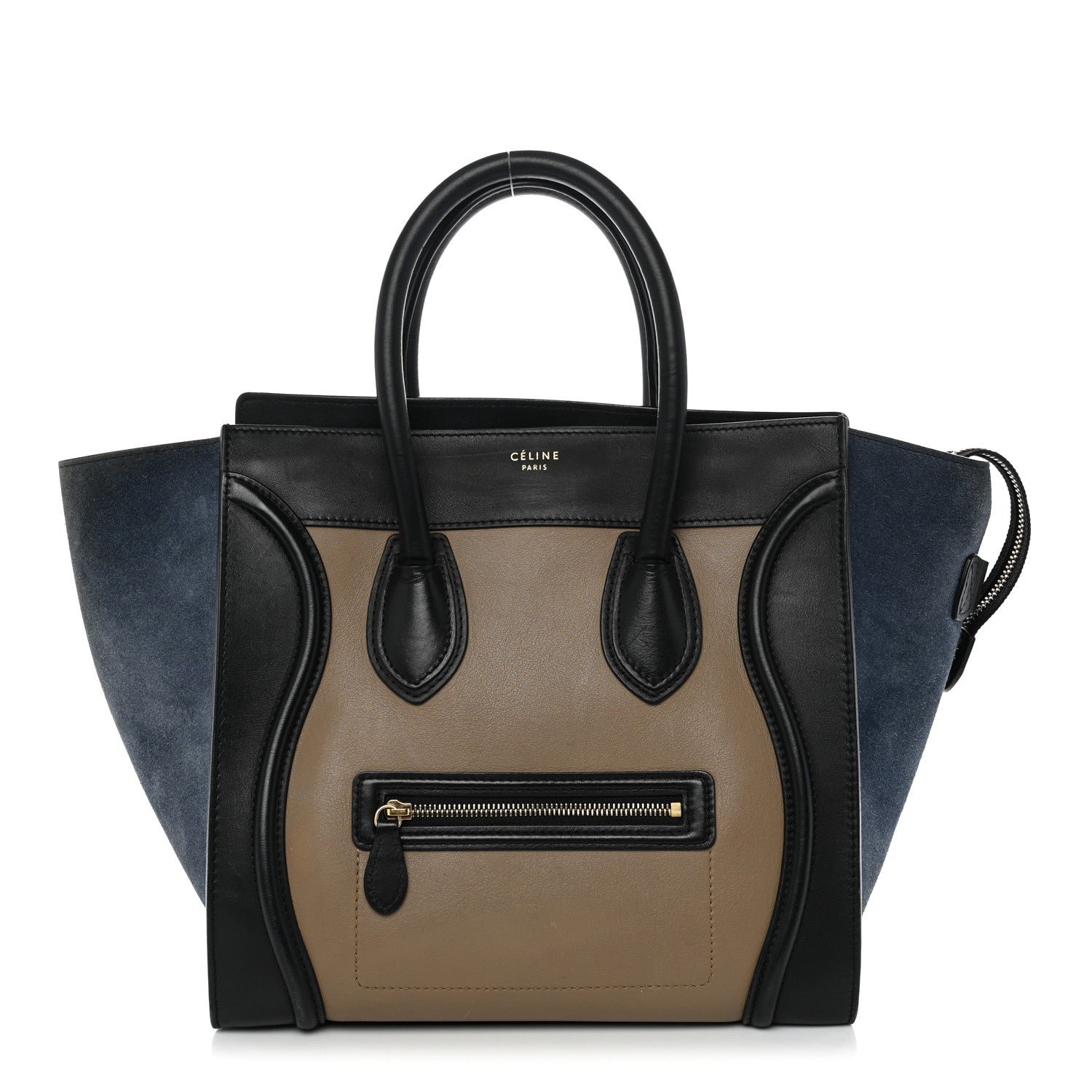 Celine Smooth Calfskin Suede Mini Tri-Color Luggage Beige