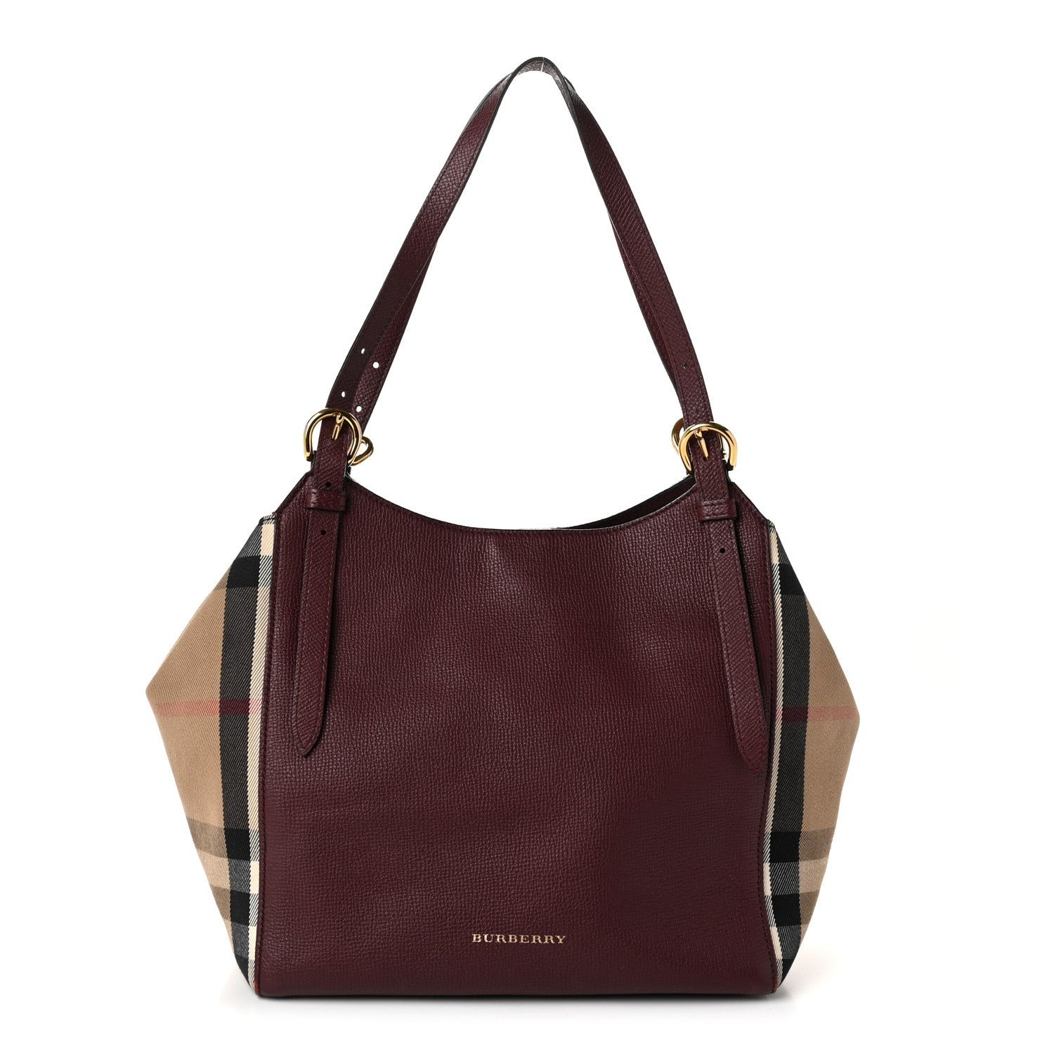 Burberry Burberry Grainy Calfskin House Check Small Canterbury Burgundy