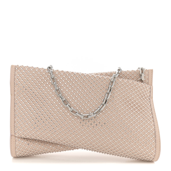 Christian Louboutin Nappa Resille Strass Loubitwist Clutch Leche Light Silk