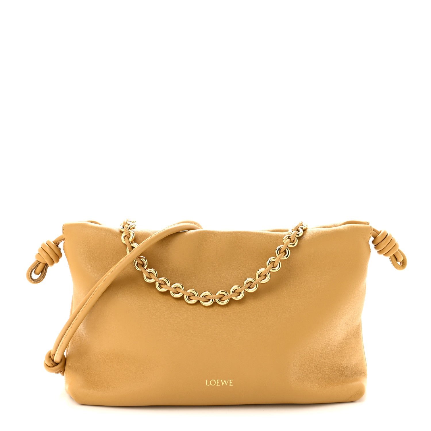 Loewe Mellow Nappa Donut Medium Chain Flamenco Knot Clutch Sahara