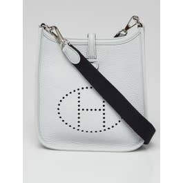 Hermes Hermes Bleu Pale/Indigo Clemence Leather Evelyne TPM Bag