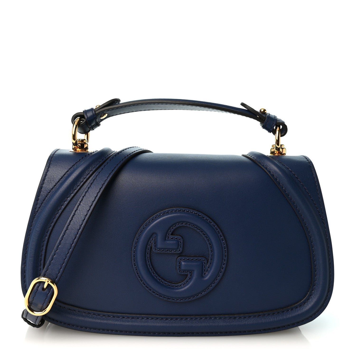 Gucci Roxy Calfskin Medium Blondie Top Handle Bag Blue Agata