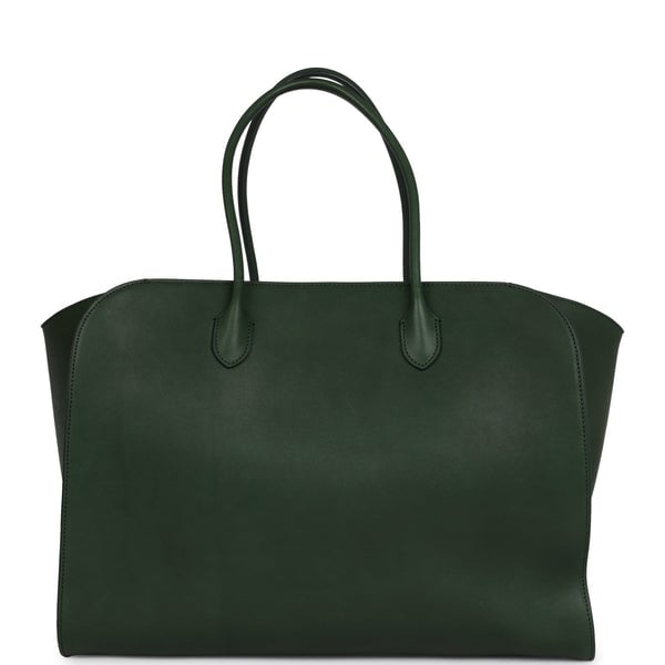 The Row The Row Marlo 17 Tote Bag Moss Saddle Leather Silver Hardware