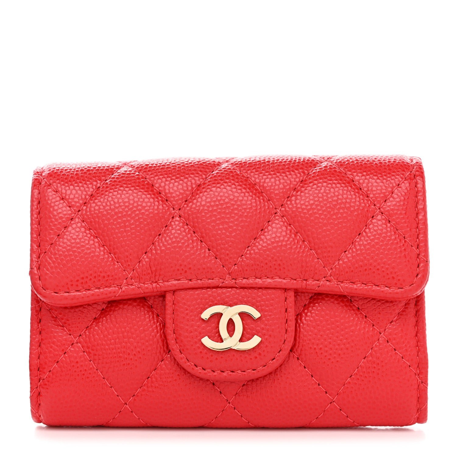Chanel Caviar Quilted Classic 4 Key Holder Wallet Red
