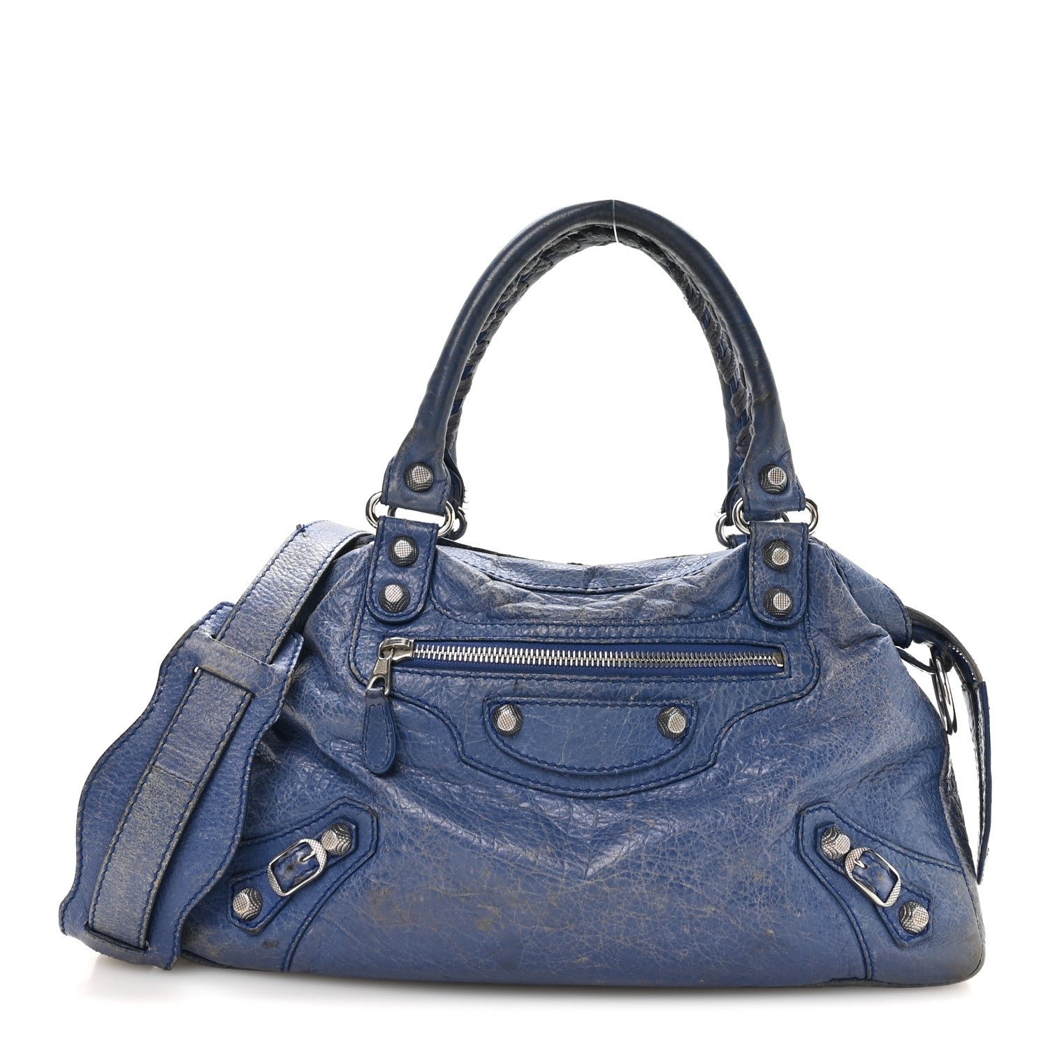 Balenciaga Agneau Giant 12 Silver Hardware Town Bleu Glacier