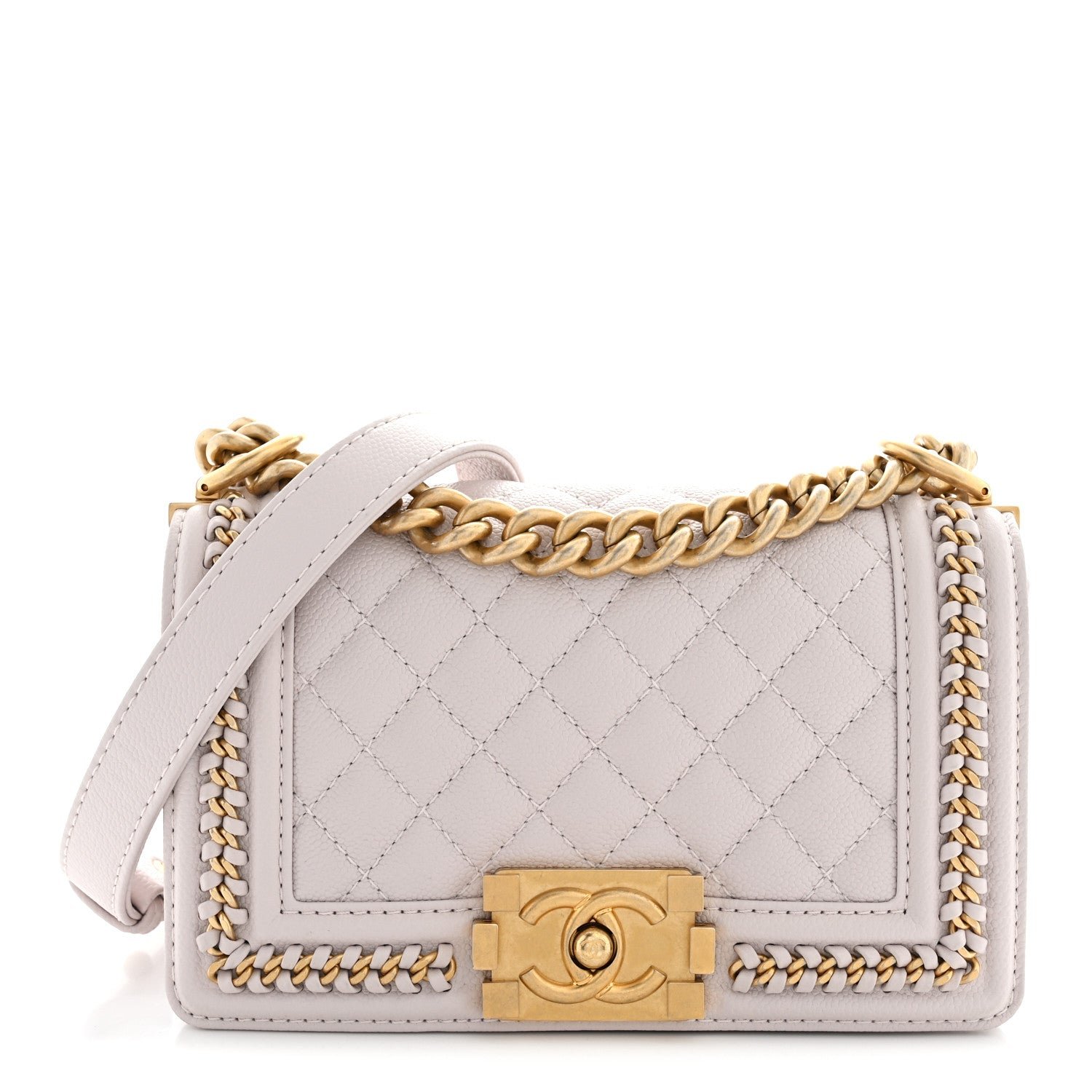 Chanel Caviar Quilted Small Chain Around Boy Flap  Light Purple