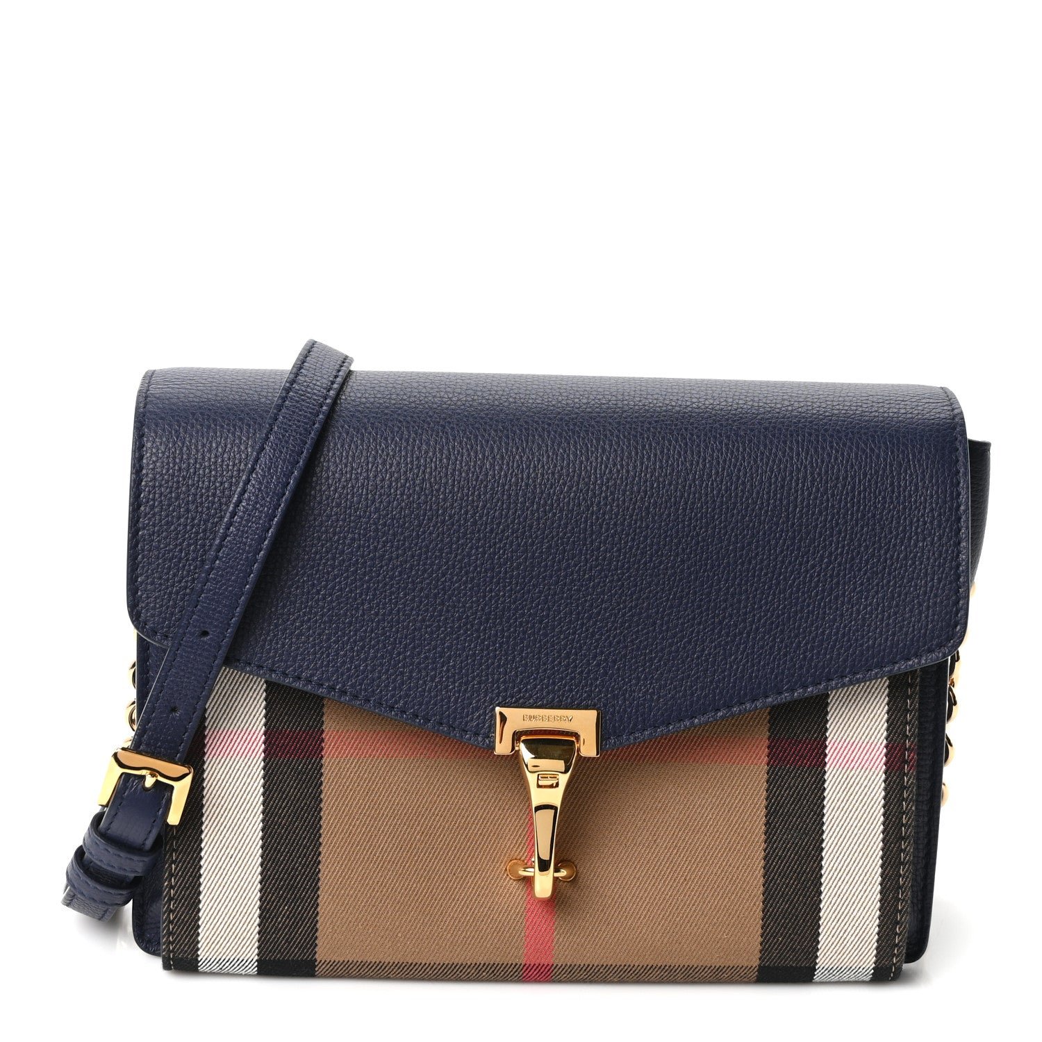 Burberry Burberry Derby Calfskin House Check Small Macken Crossbody Bag Regency Blue