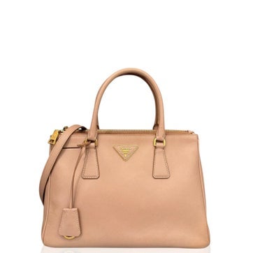 Saffiano Lux Leather Double Zip Tote Small