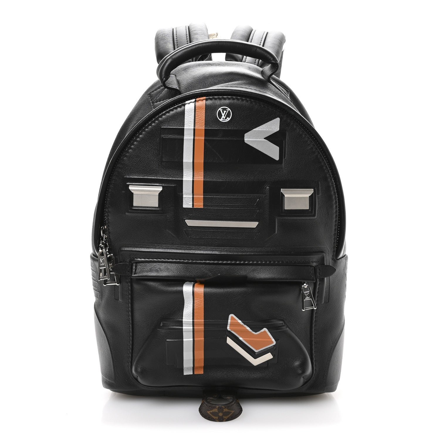 Louis Vuitton Lambskin Spaceship Embossed Palm Springs Backpack PM Black