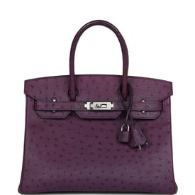 Hermes Pre-owned Hermes Birkin 30 Violet Ostrich Palladium Hardware