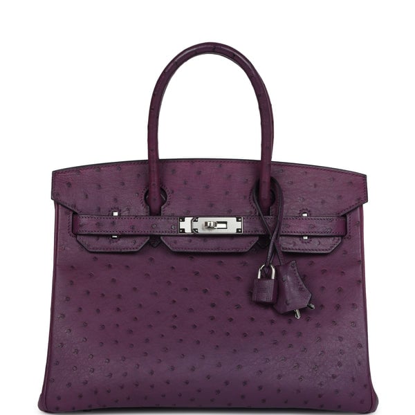 Hermes Pre-owned Hermes Birkin 30 Violet Ostrich Palladium Hardware