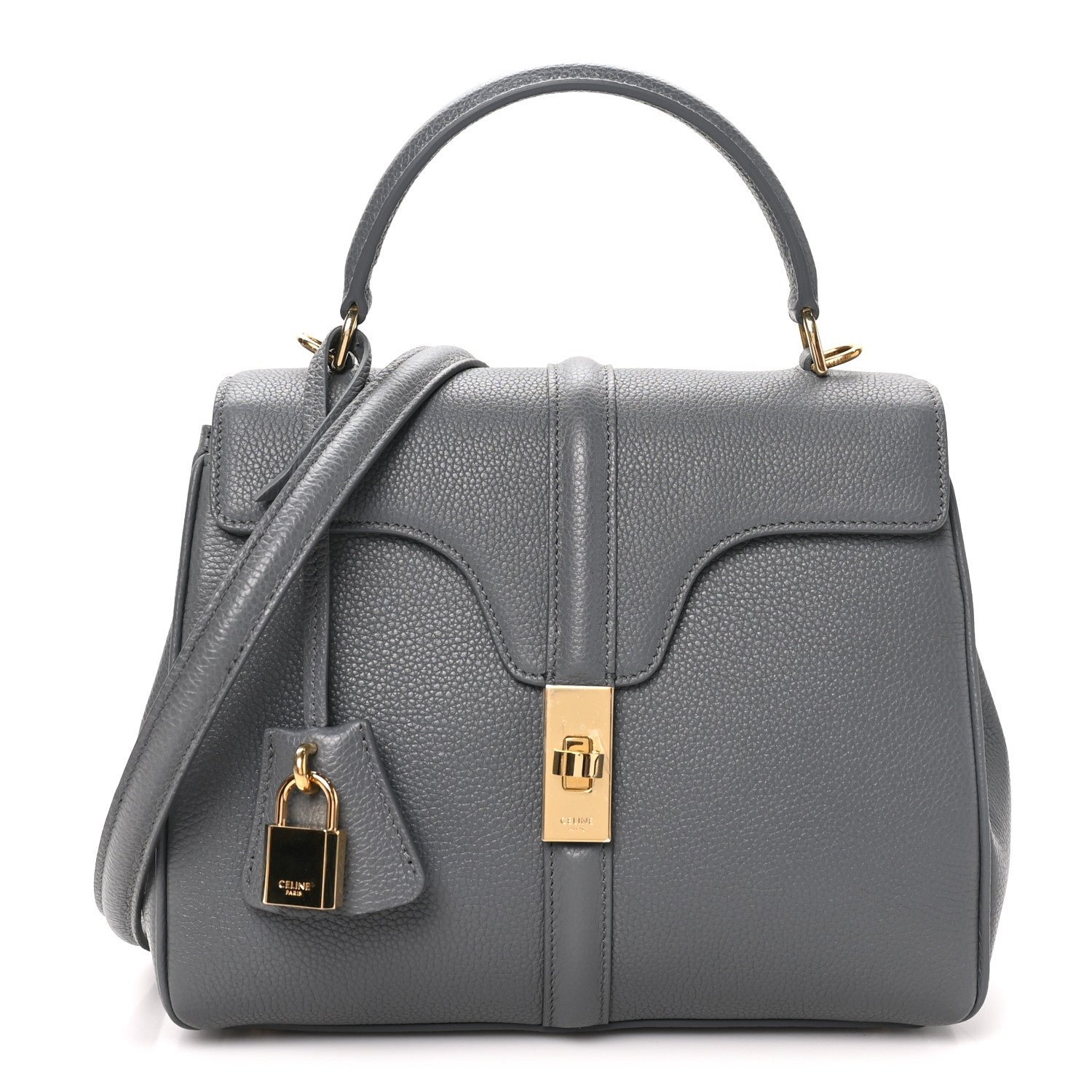 Celine Celine Grained Calfskin Small 16 Top Handle Bag Medium Grey