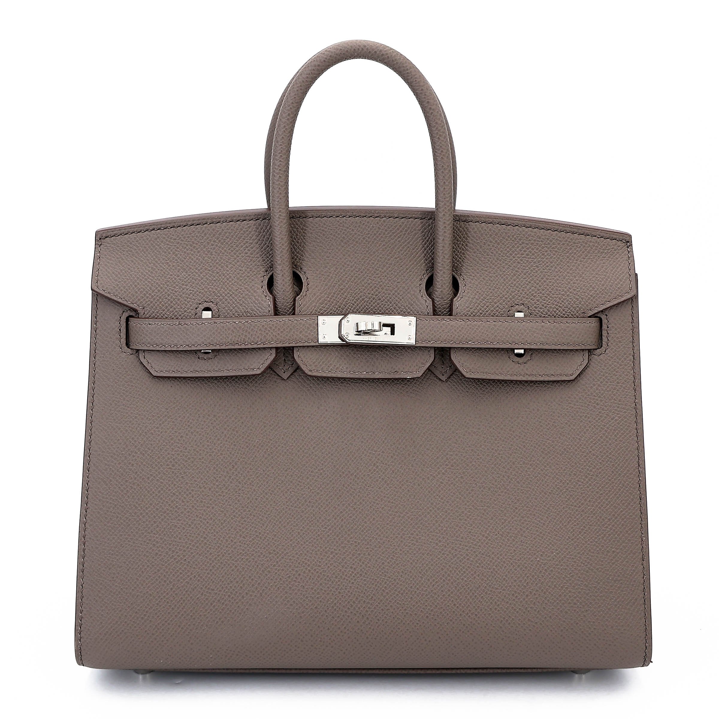 Excellent ( Rank SA ) HERMÈS Birkin 25 Sellier Etain (8F) Epsom Palladium hardware Z (2021)