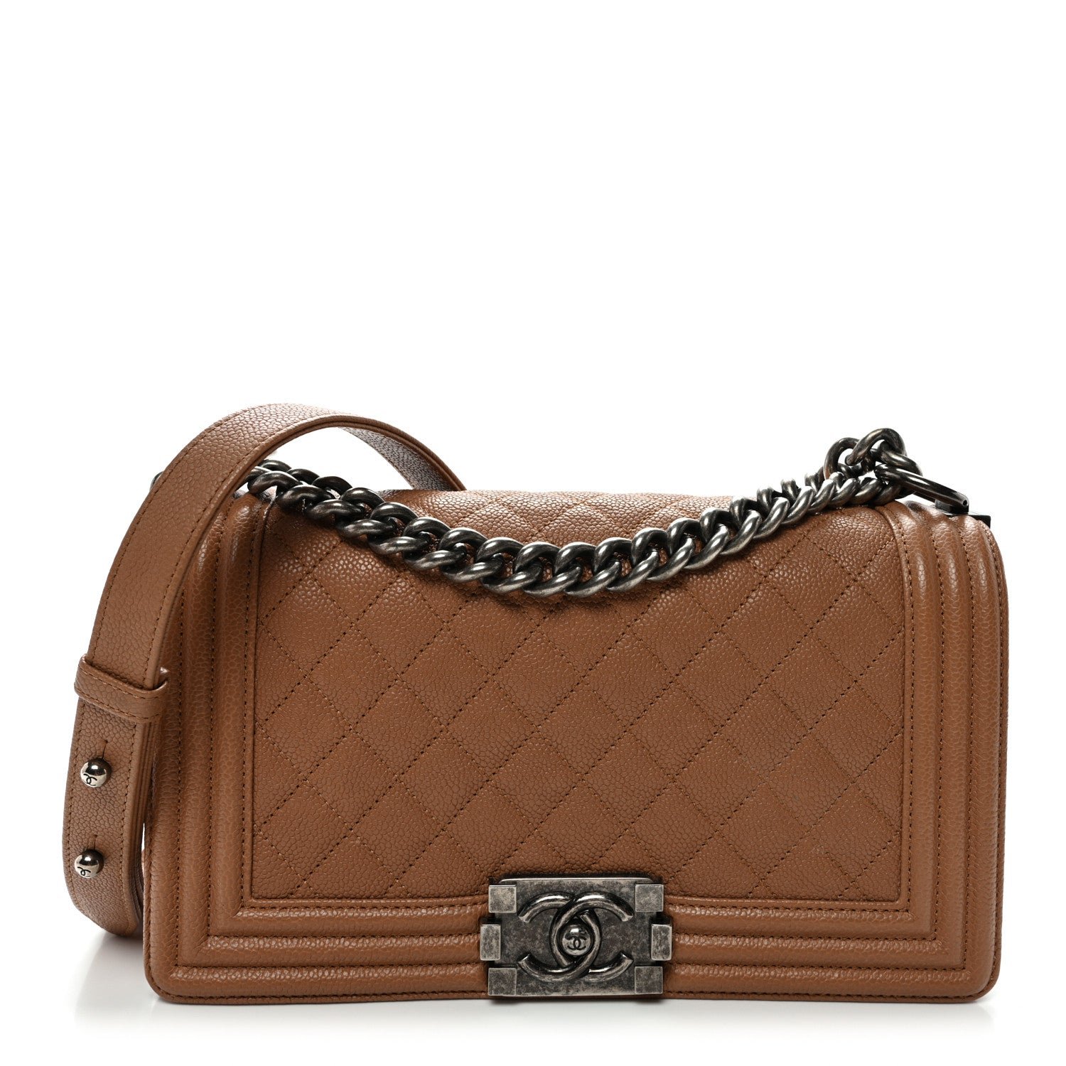 Chanel Caviar Quilted Medium Boy Flap Light Brown