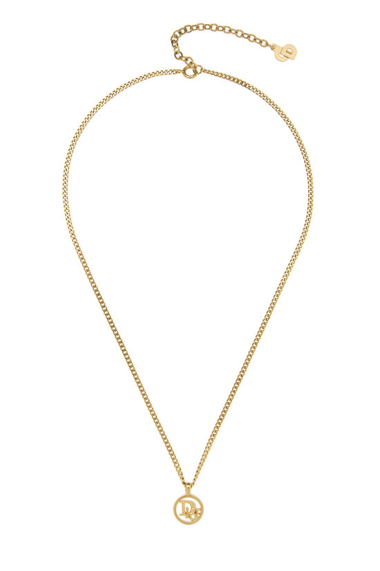Dior Gold Round Logo Necklace
