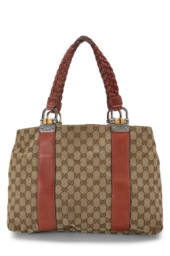 Orange Original GG Canvas Bamboo Bar Tote