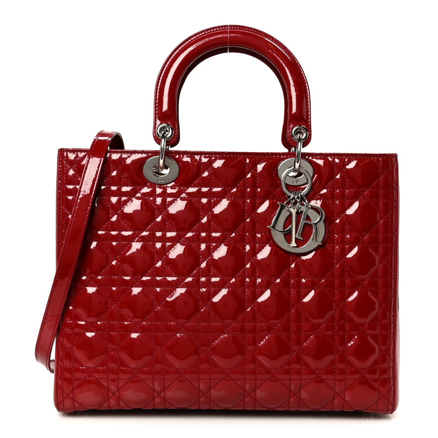 Christian Dior Patent Cannage Large Lady Dior Red