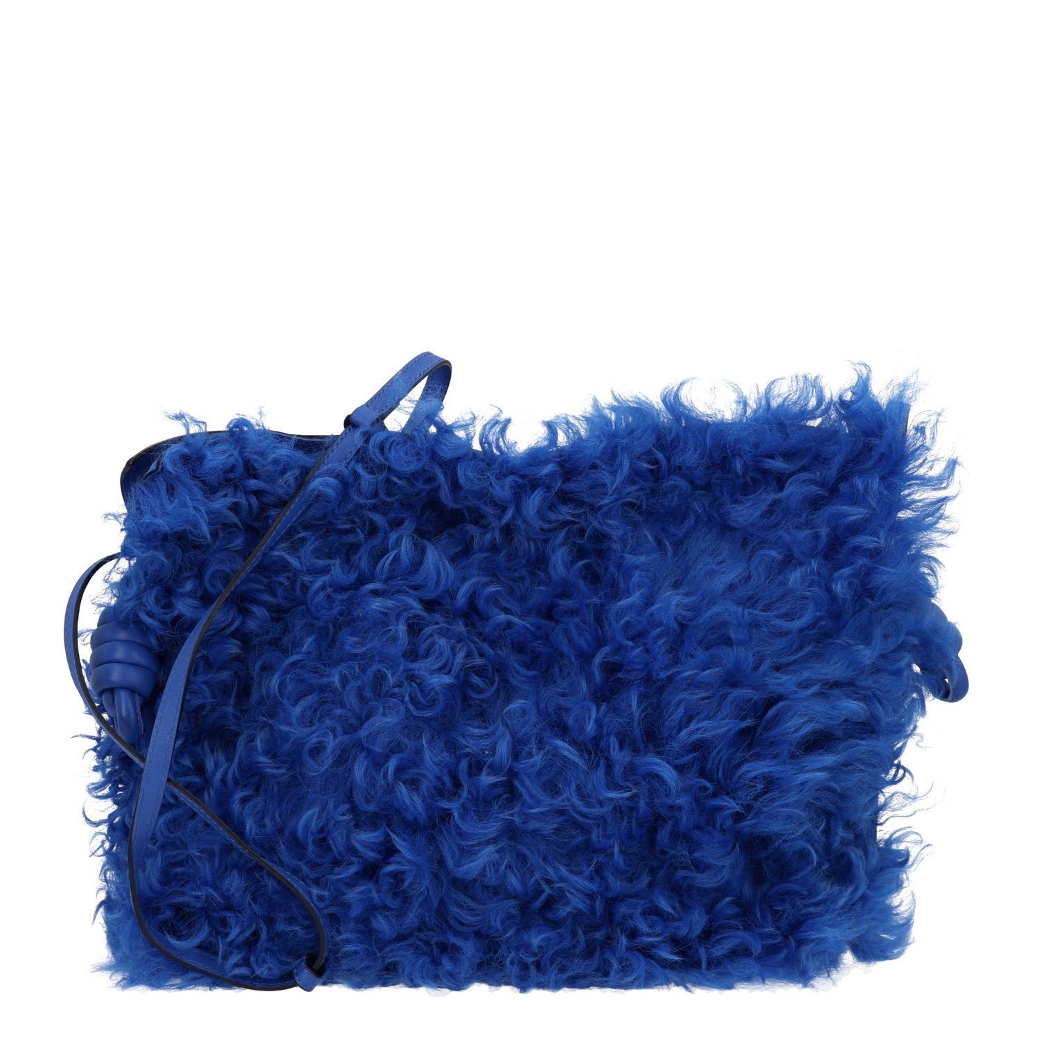 Nappa Shearling Flamenco Knot Clutch Blue