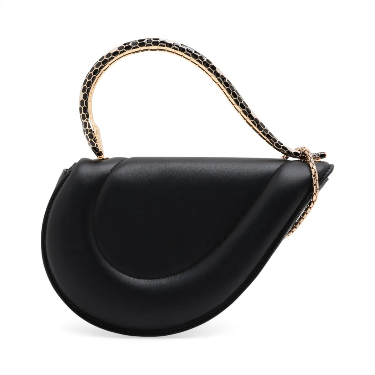 Bvlgari Cuore 1968 Leather 2 Way Handbag Black
