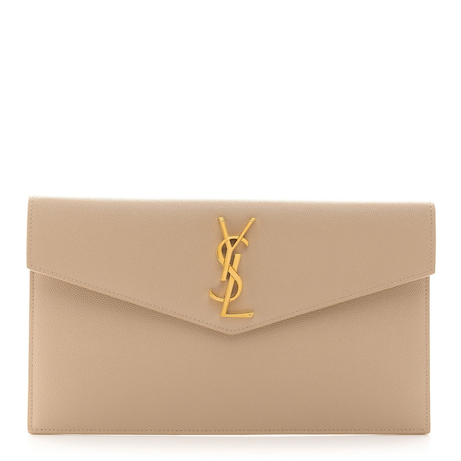 Saint Laurent Grain De Poudre Uptown Pouch Dark Beige