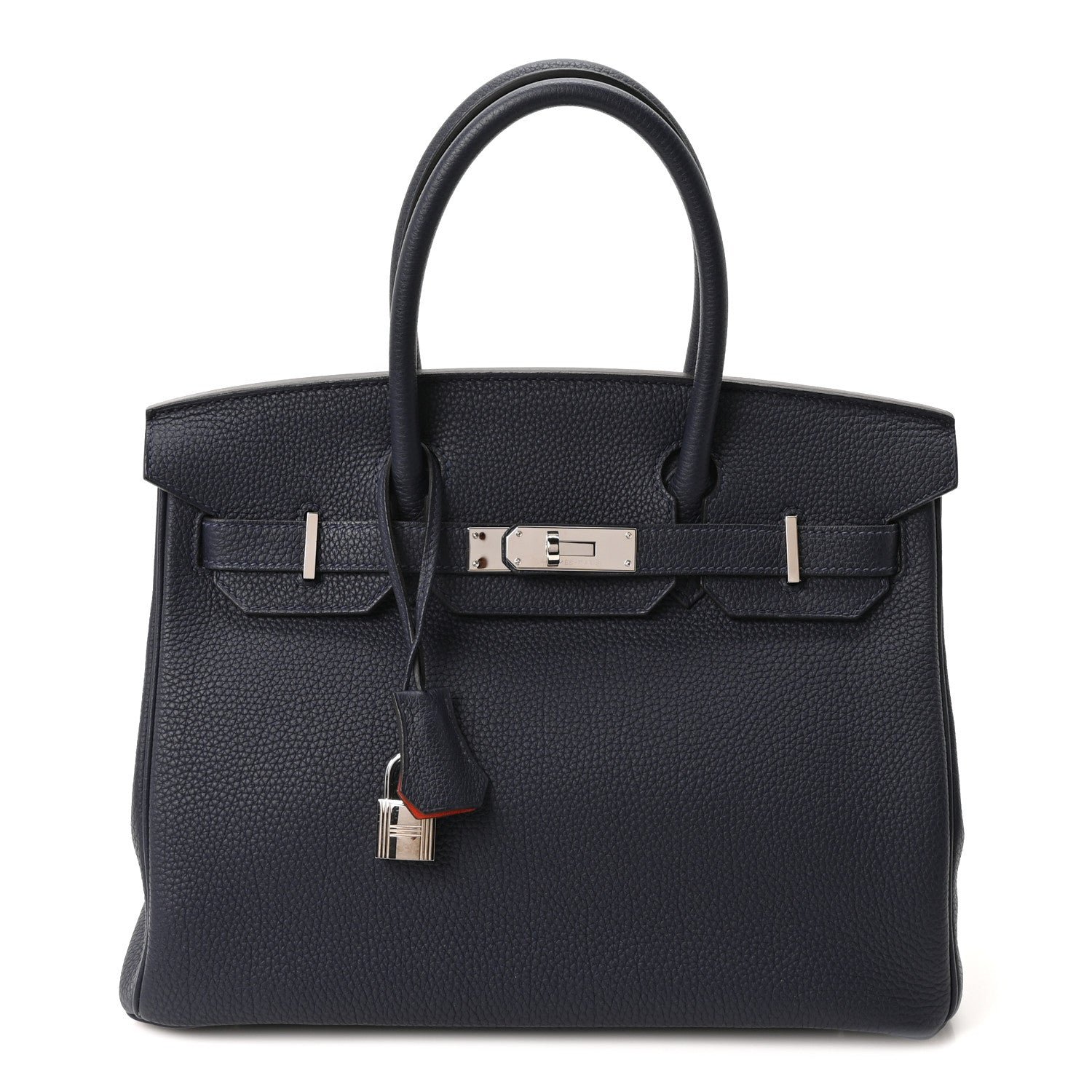Hermes Togo Birkin Verso 30 Bleu Nuit Orange Poppy