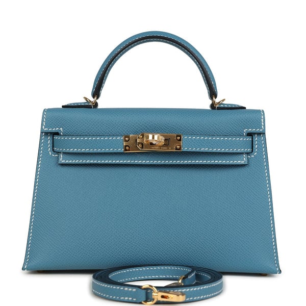 Hermes Hermes Kelly Sellier 20 Blue Jean Epsom Gold Hardware