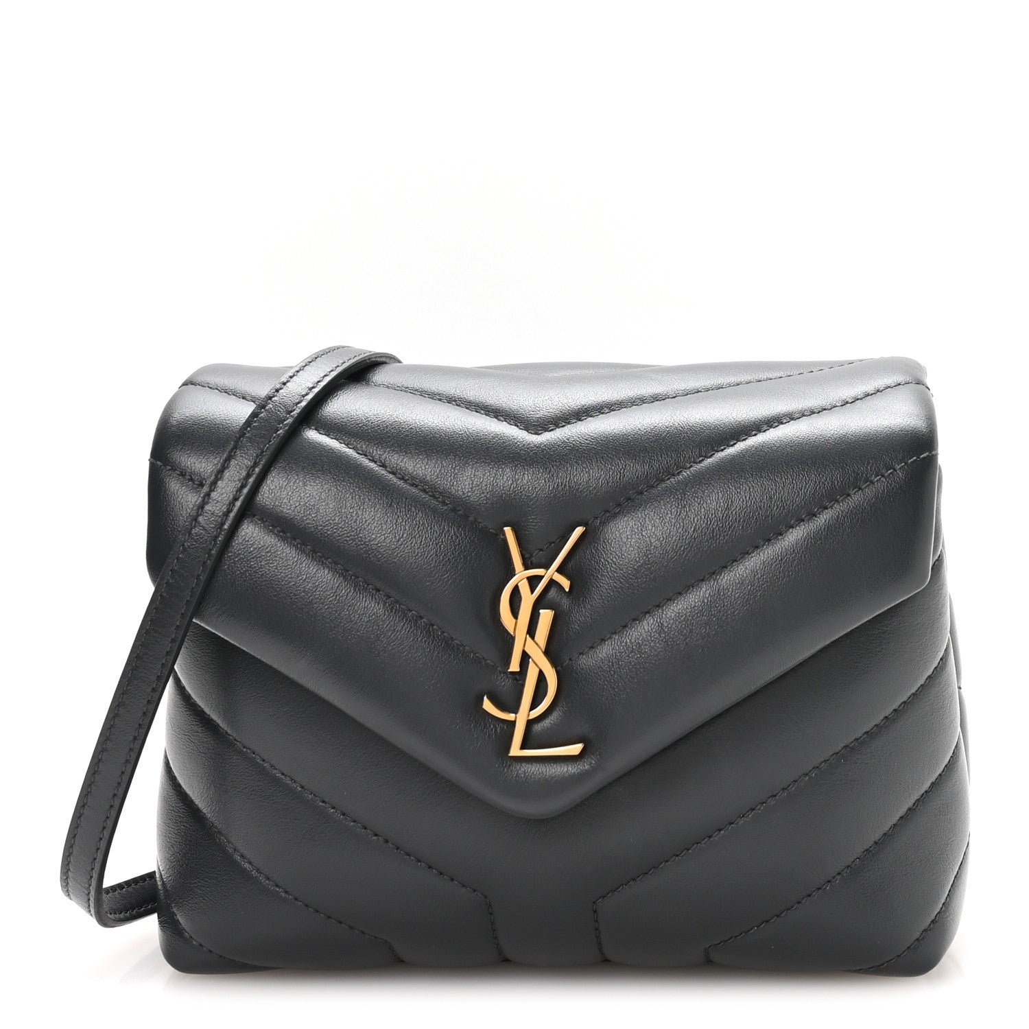 Saint Laurent Calfskin Y Quilted Monogram Toy Loulou Crossbody Bag Storm
