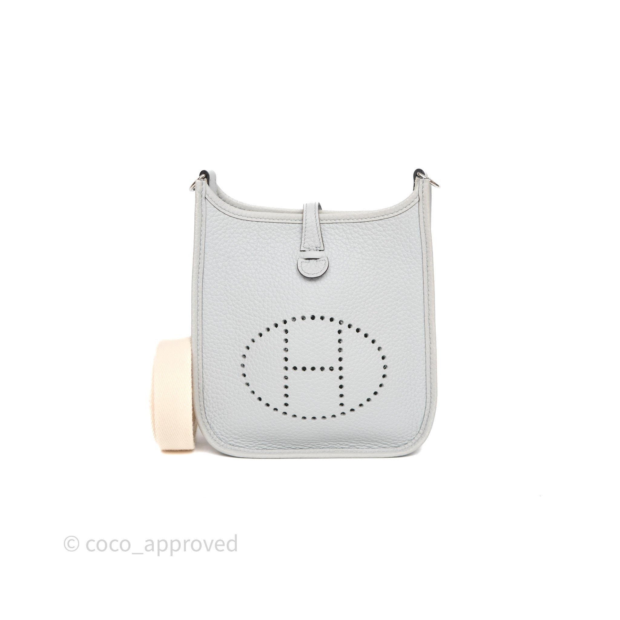 Hermès Mini Evelyne 16 Bleu Pale/Nata 08 Clemence Palladium Hardware