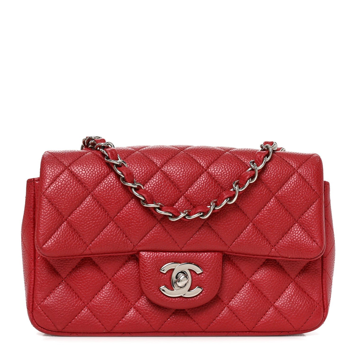 Chanel Caviar Quilted Mini Rectangular Flap Red