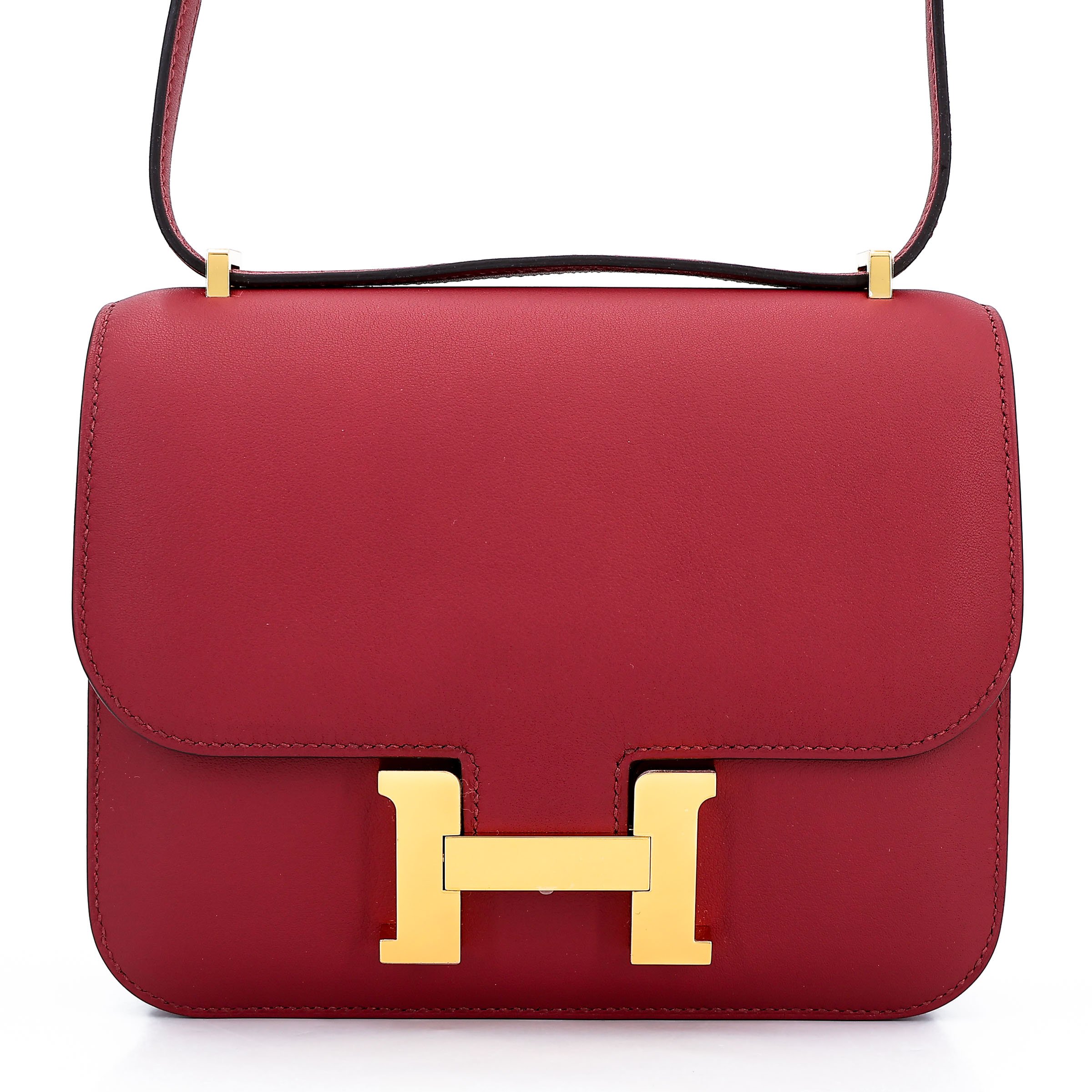 Hermes Unused ( Rank NS ) HERMÈS Constance Mini Rouge Grenat (K1) Swift Gold hardware W (2024)