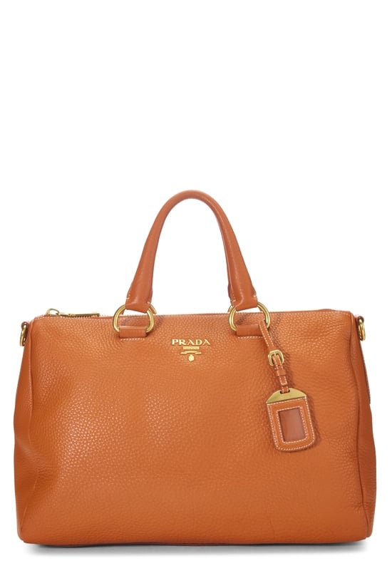 Orange Vitello Daino Convertible Tote