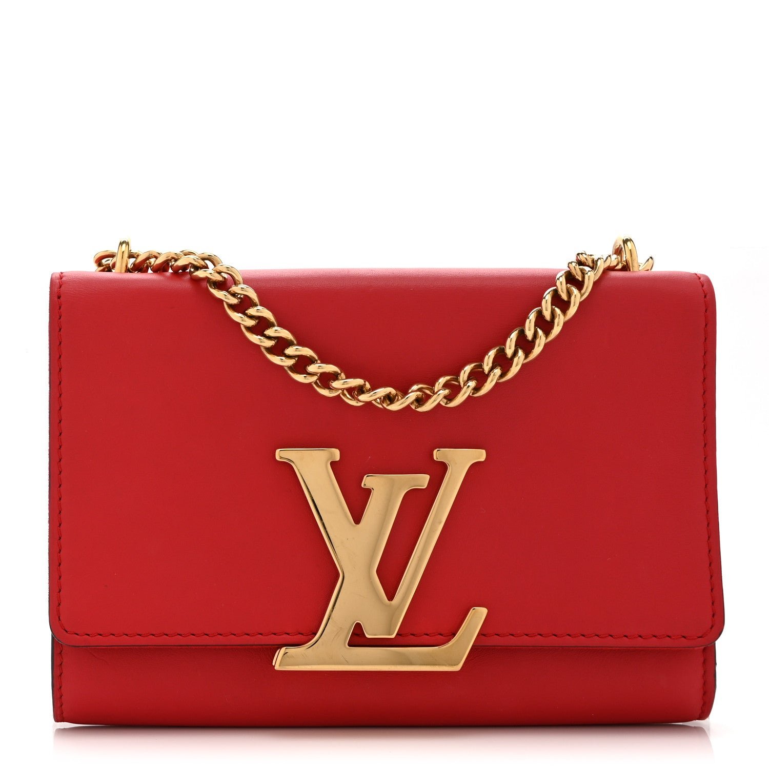 Louis Vuitton Calfskin Chain Louise MM Red