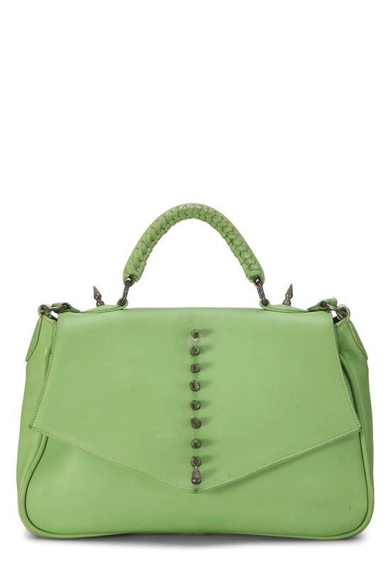 Chrome Hearts Green Leather Spike Top Handle Bag