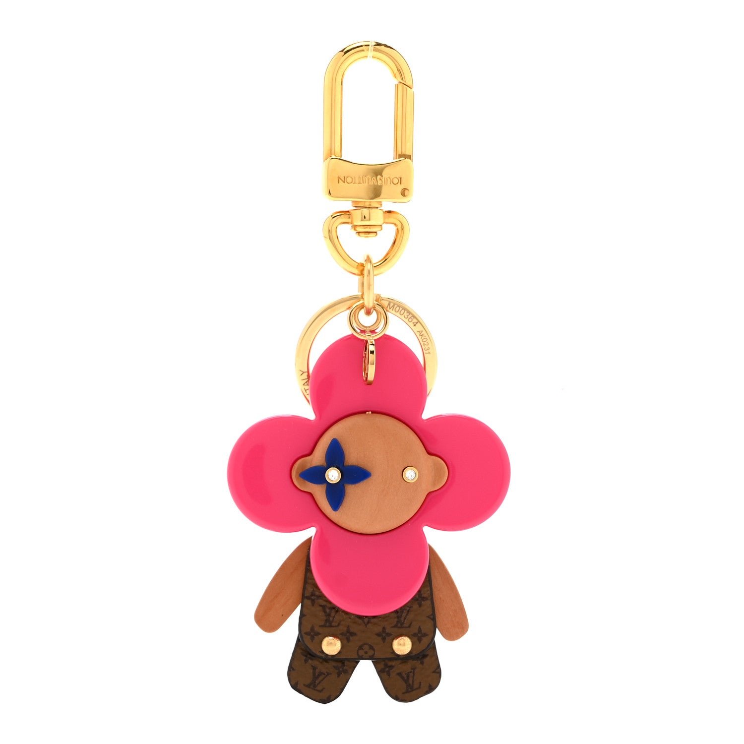 Louis Vuitton Wood Monogram Vivienne Puppet Bag Charm Key Holder Pink