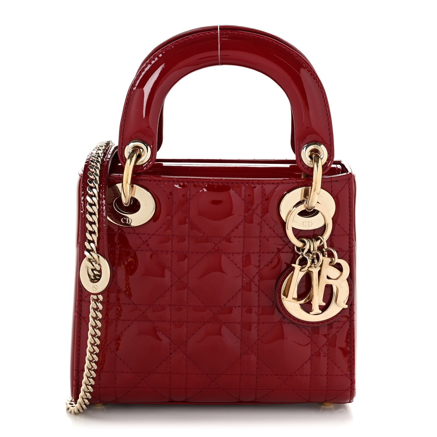 Patent Cannage Mini Lady Dior Red