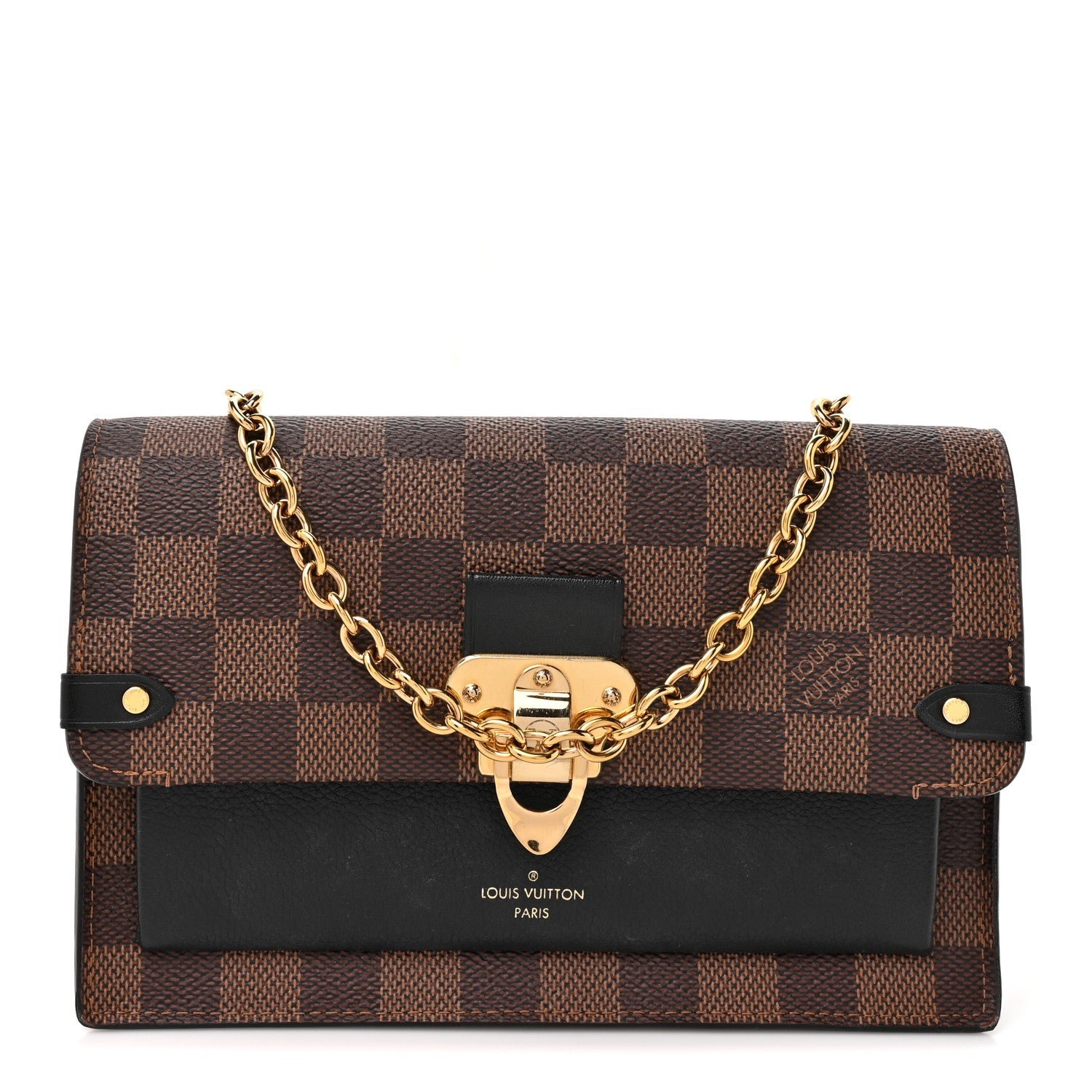 Louis Vuitton Damier Ebene Vavin Chain Wallet Black