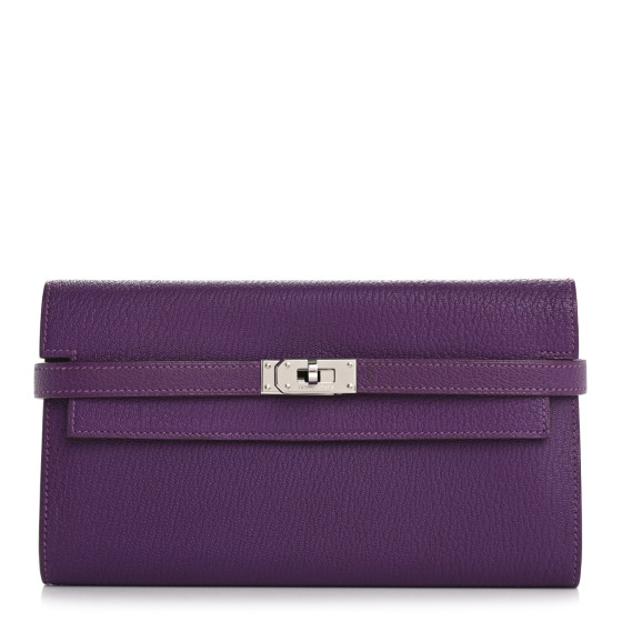 Hermes Chevre Mysore Kelly Longue Wallet Violet