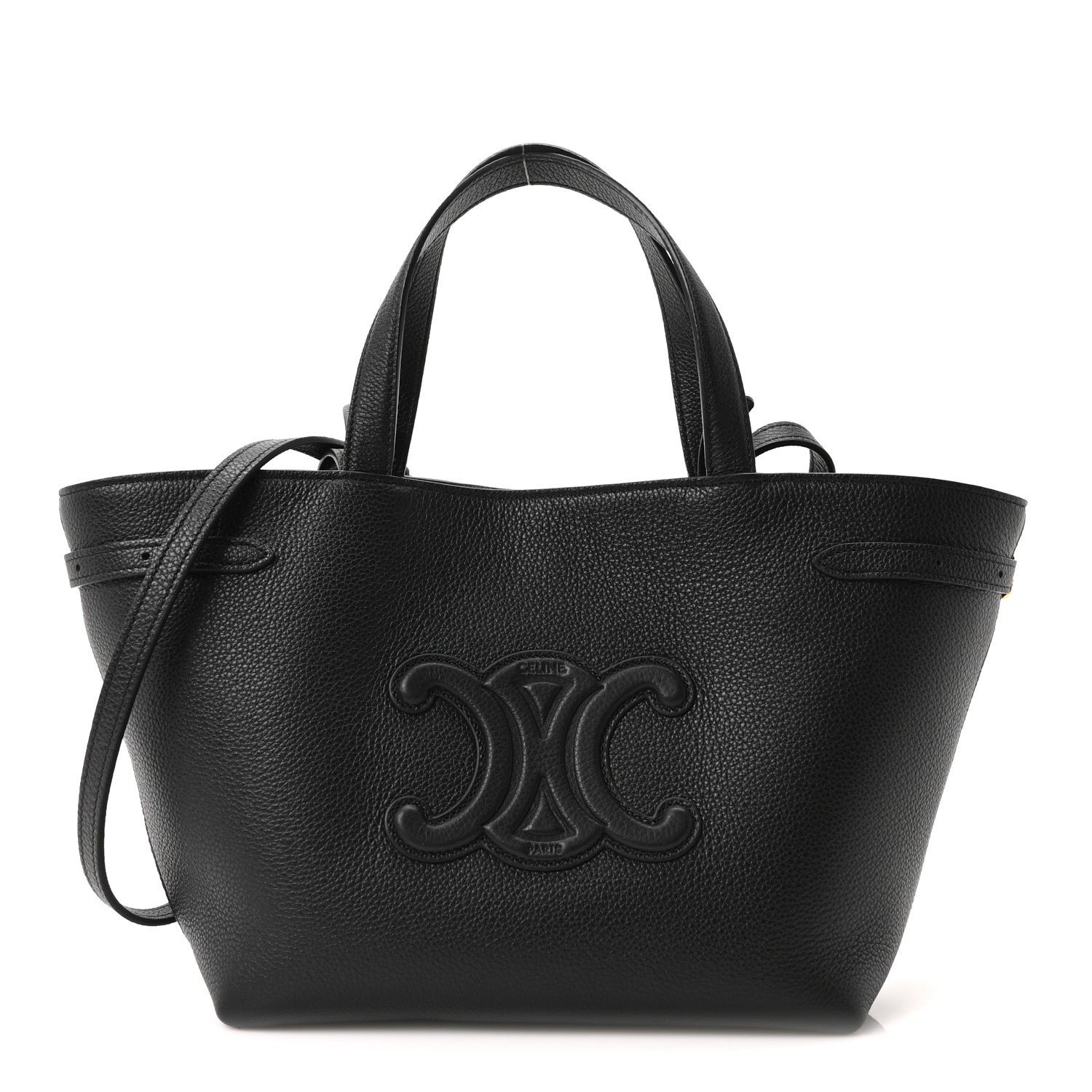Celine Grained Calfskin Triomphe Mini Cabas Anais Black
