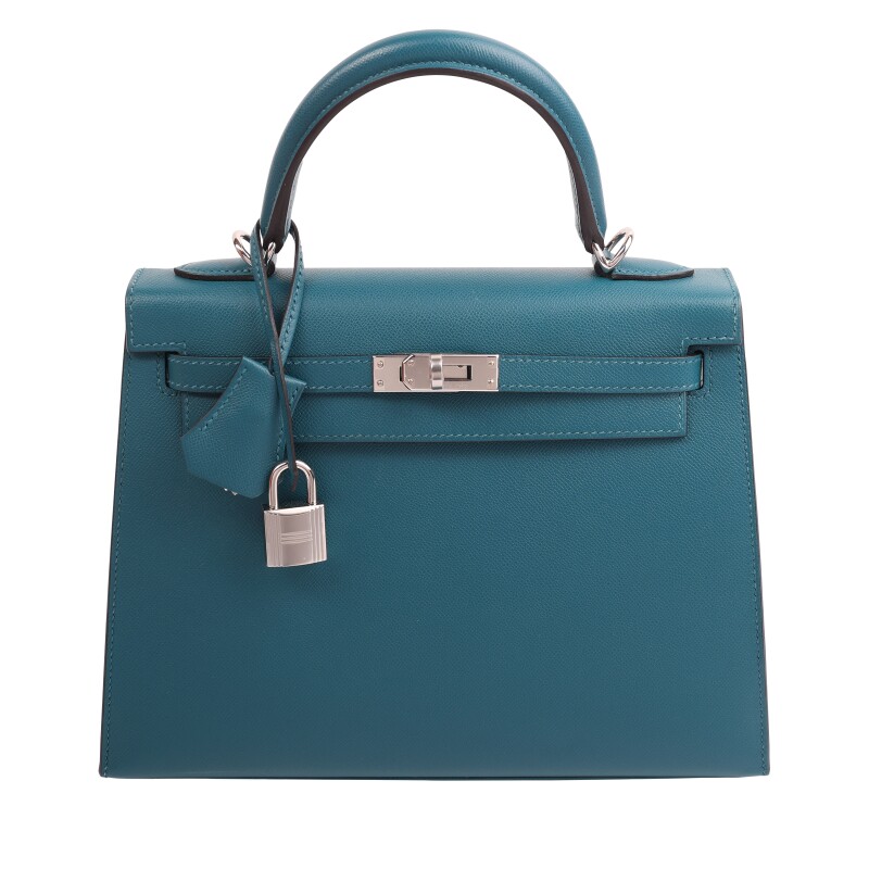 Hermes Vert Bosphore and Vert Fonce Madame Verso Sellier Kelly 25 Palladium Hardware, 2024